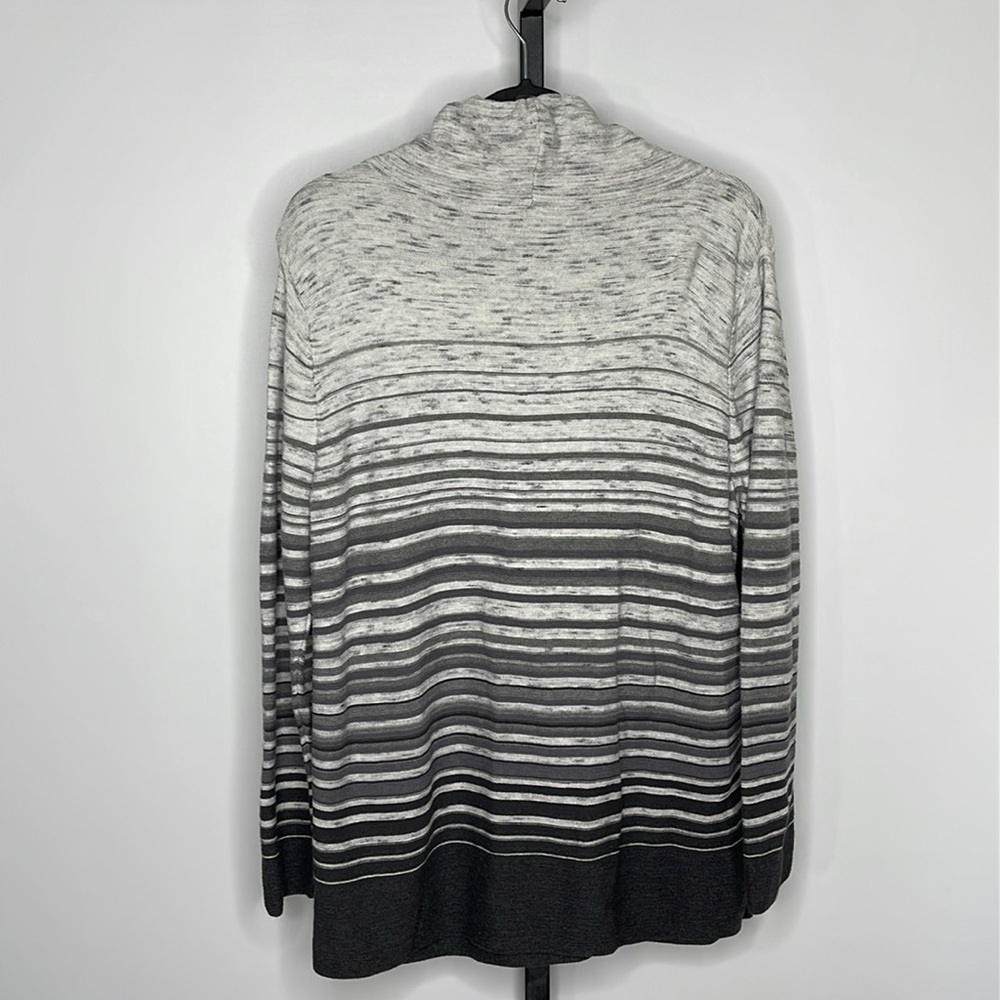 T by Talbots Sweater Women's Ombre Stripe Gray Knit Funnel Neck Sz XL Petite - Picture 7 of 10